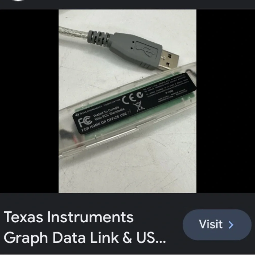 Texas Instruments Graph Data Link & USB Cable Set TI-83 Plus Graphing Calculator